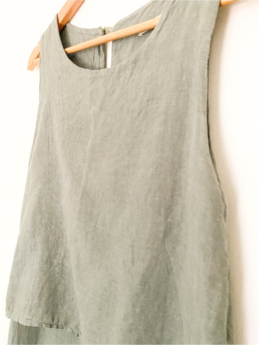 Lingo L’arno | 100% Linen Dress | Layered Sage Green Midi Dress - Picture 3 of 9